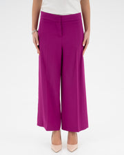 Wide cropped trousers in enversatin