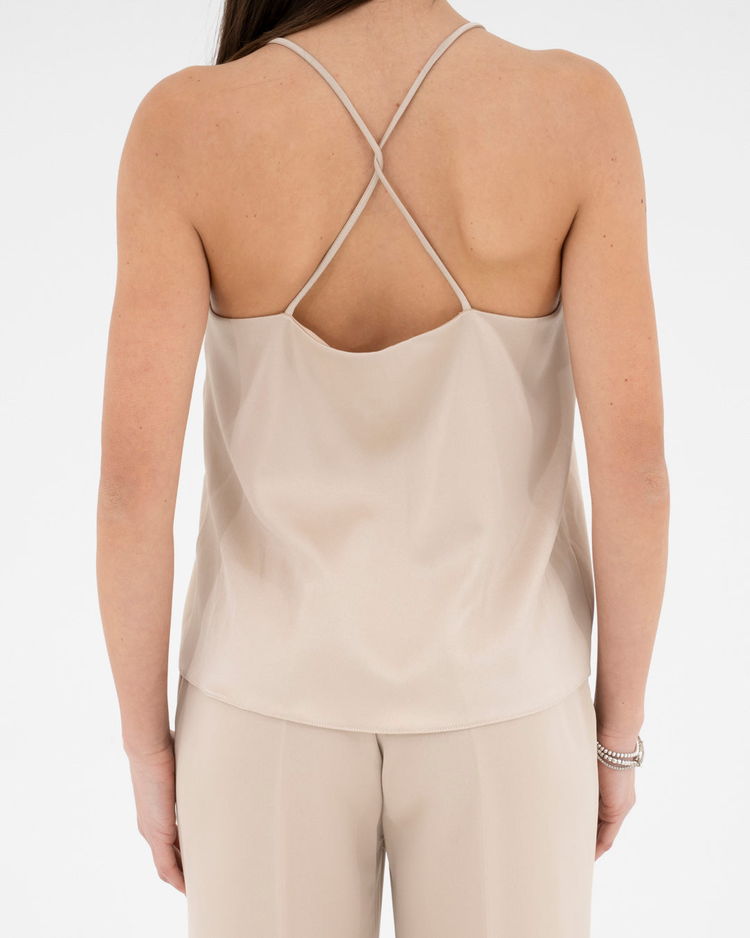 Satin crossover strap top