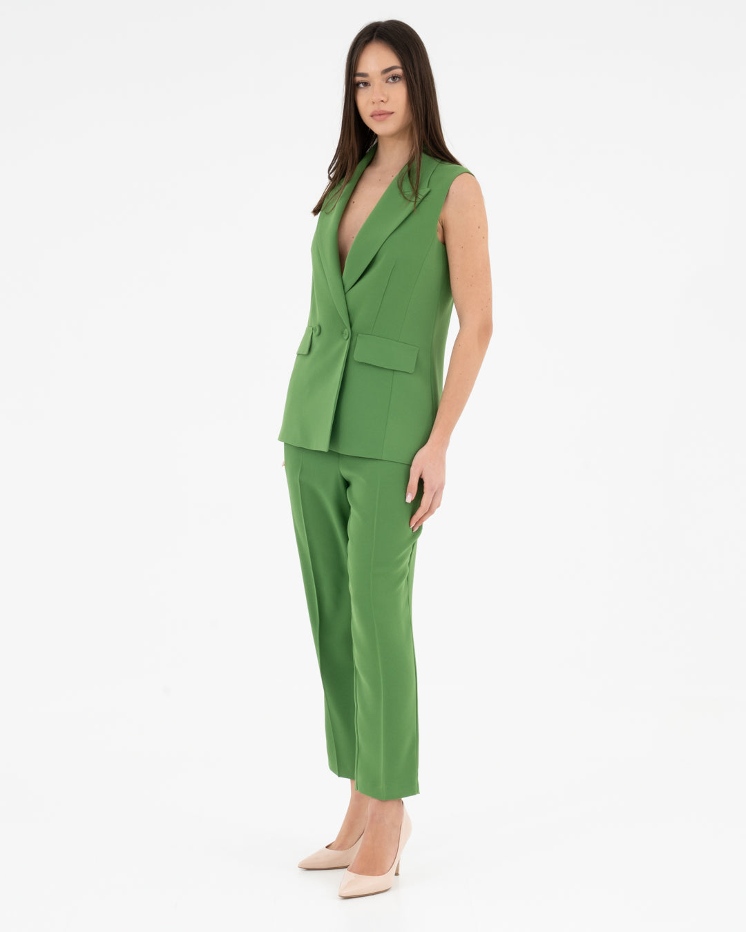 Enversatin zipped trousers