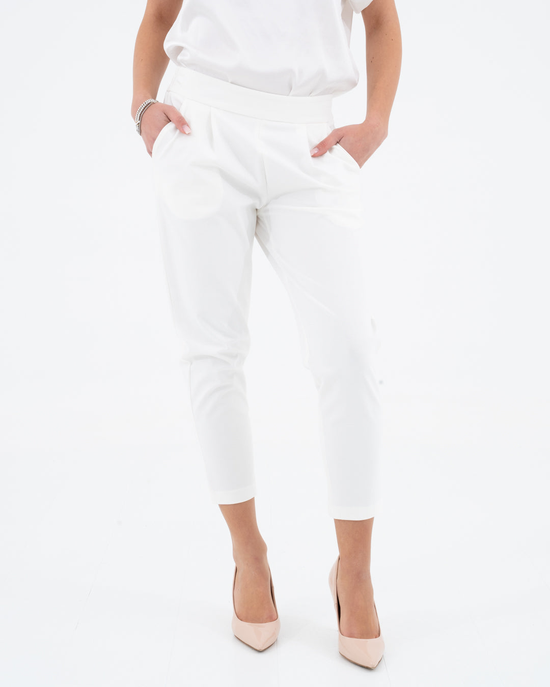Punto milano trousers with elastic and pleats