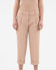 Fluid trousers with cuff and pleats