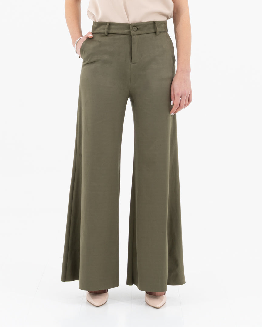 Wide alcantara trousers