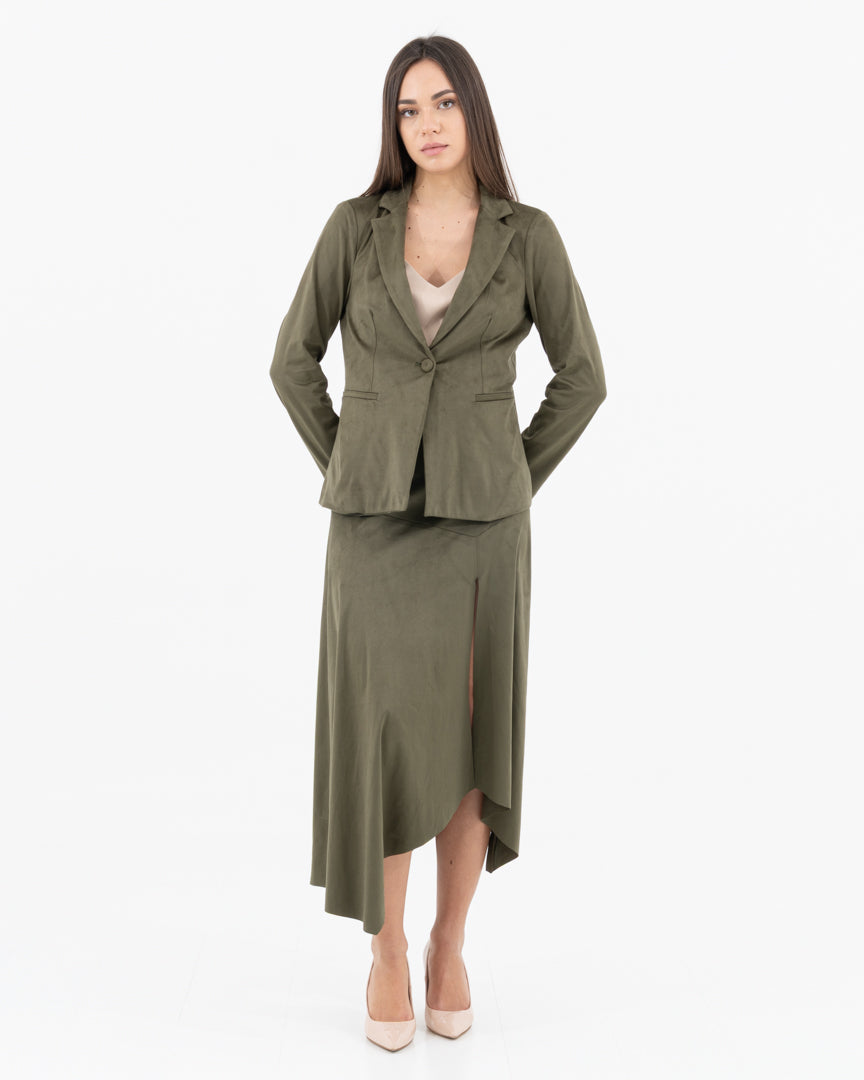 Asymmetrical alcantara skirt
