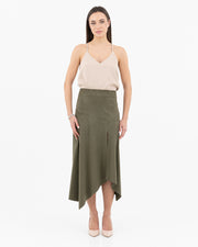 Asymmetrical alcantara skirt
