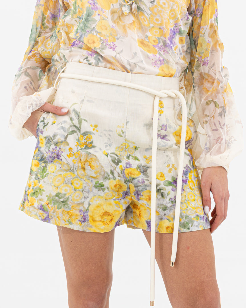 Floral print shorts with drawstring at the waist