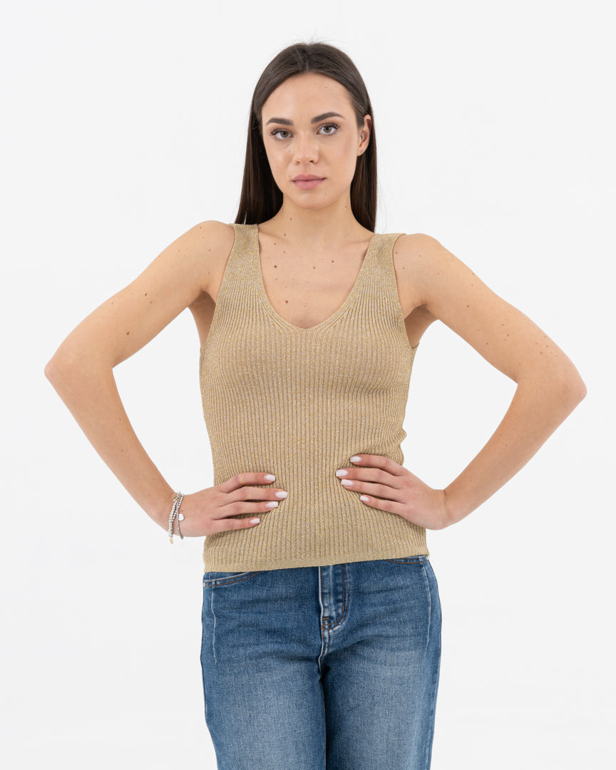 Ribbed lurex top