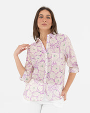Purple floral patterned shirt