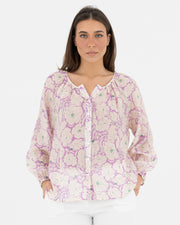 Purple floral patterned shirt