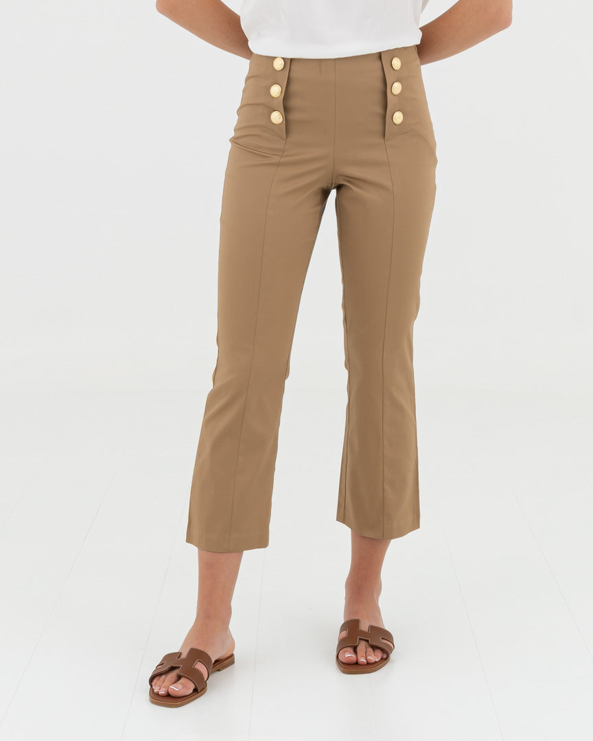 Trousers with side zip and gold buttons