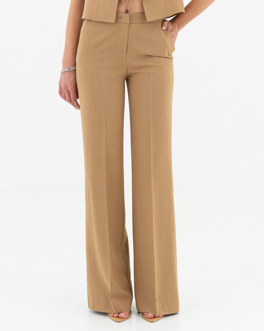 Palazzo trousers in linen and viscose