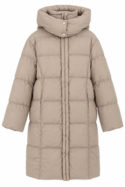 Piumino lungo con cappuccio