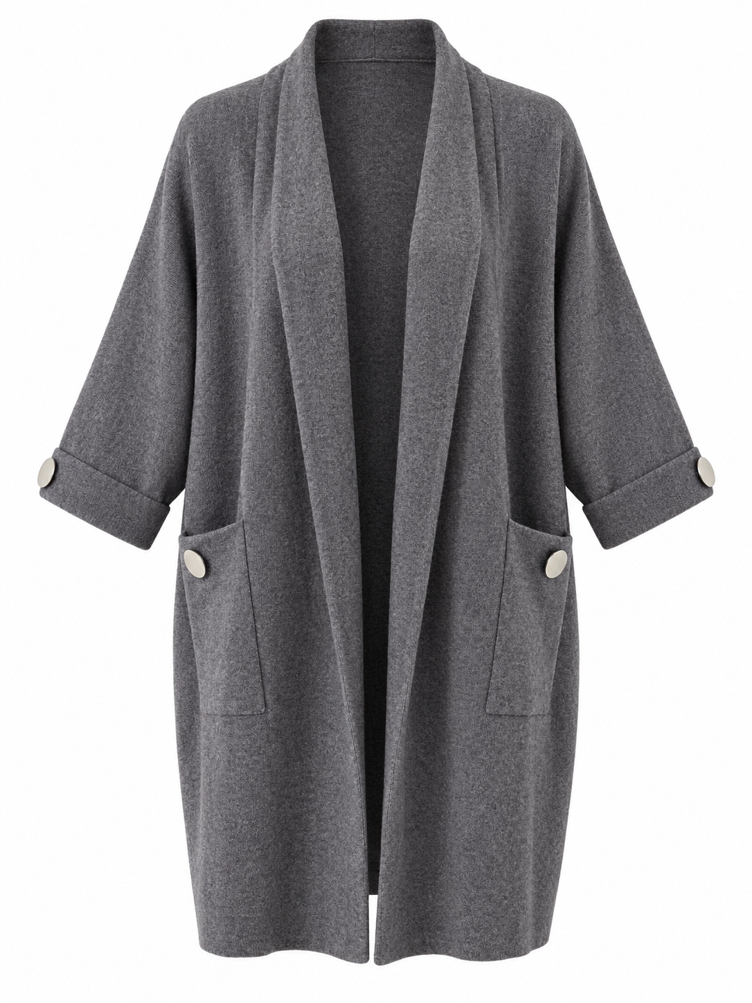 Cardigan lungo bottoni argento