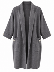 Cardigan lungo bottoni argento