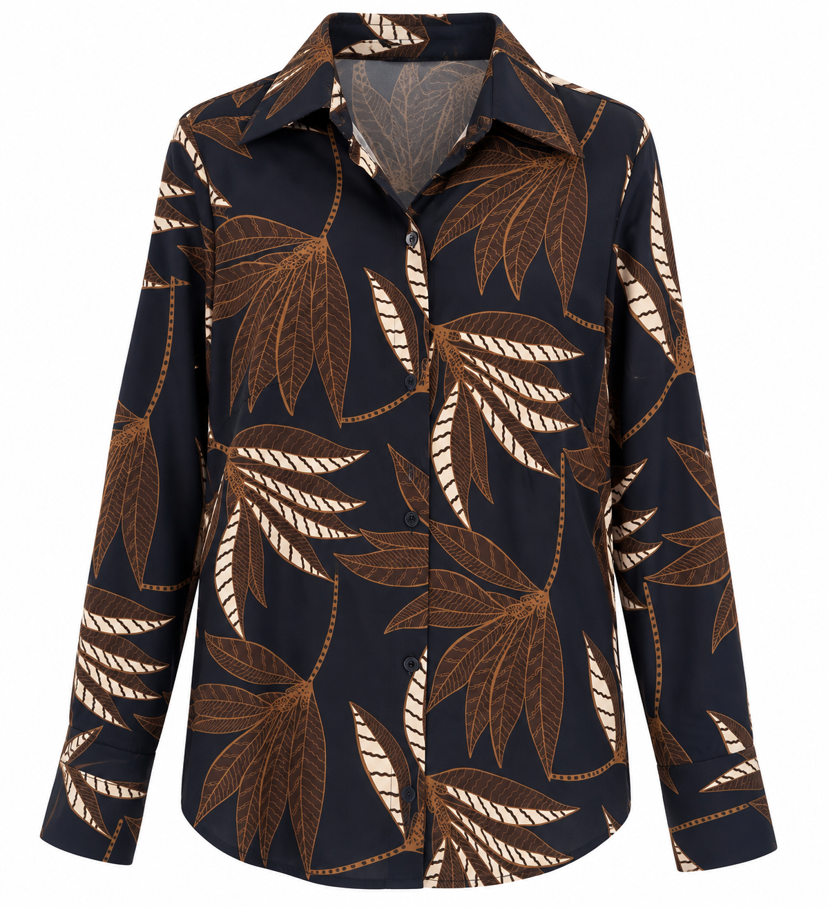 Camicia slim fantasia blu/moro