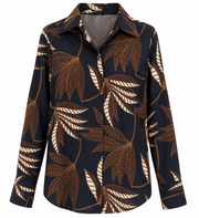 Camicia slim fantasia blu/moro