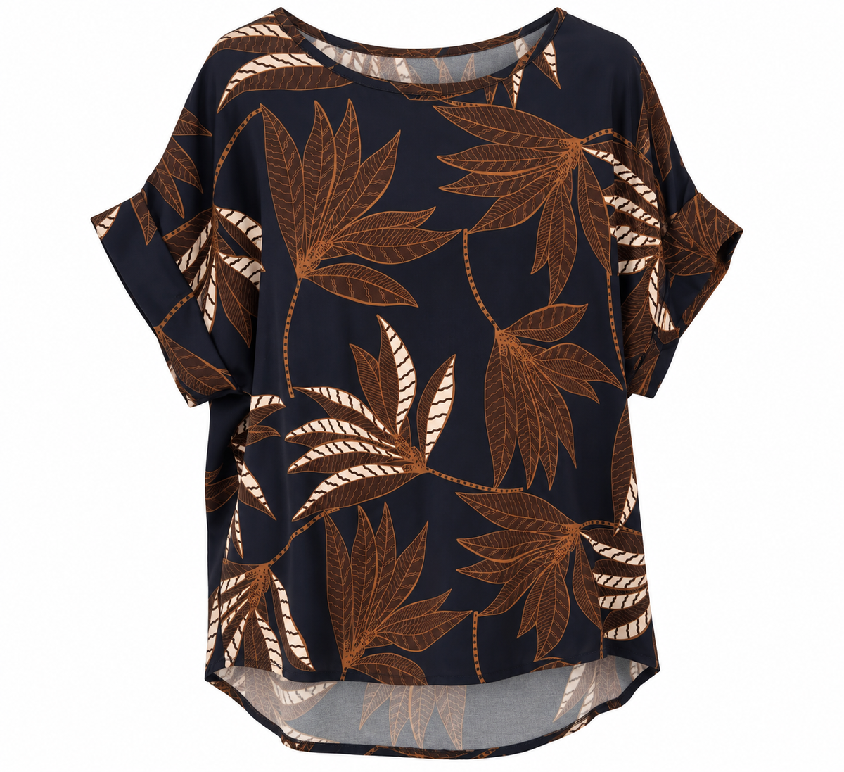 Maglia con risvolto fantasia blu/moro