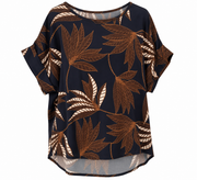 Maglia con risvolto fantasia blu/moro