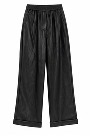 Pantalone Ecopelle con Risvolto