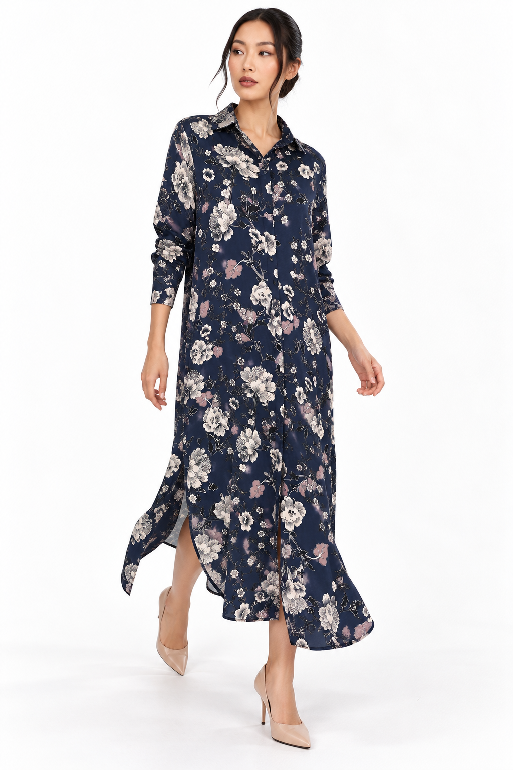 Camicione fantasia fiori blu