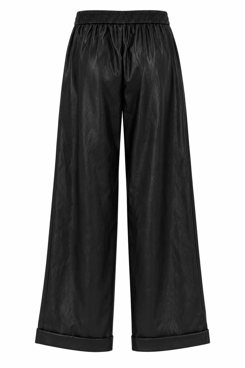 Pantalone Ecopelle con Risvolto