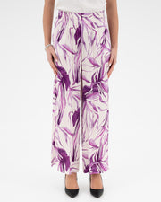 Pantalone fantasia floreale viola