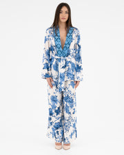 Kimono corto con fantasia su tessuto jacquard
