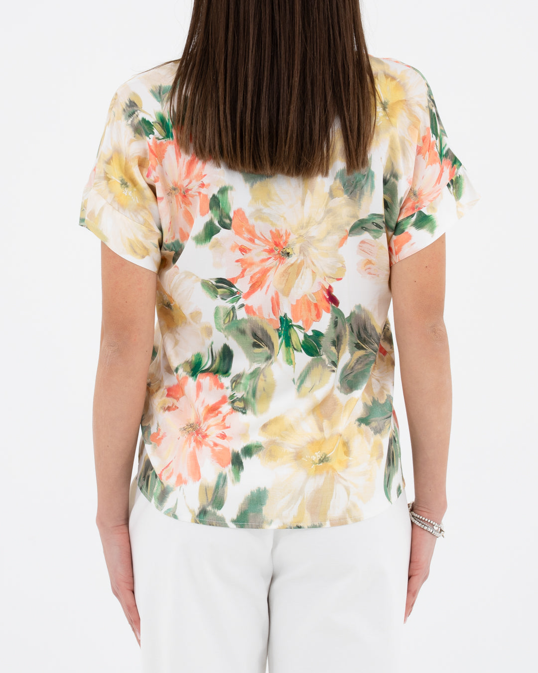 Blusa con scollo a V fantasia floreale