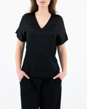 Blusa in raso di viscosa con scollo a V