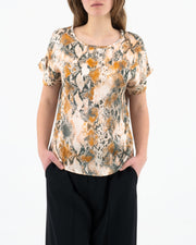 Blouse with python print and rolled-up sleeves