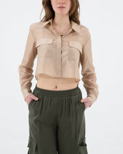 Camicia cropped in lyocell