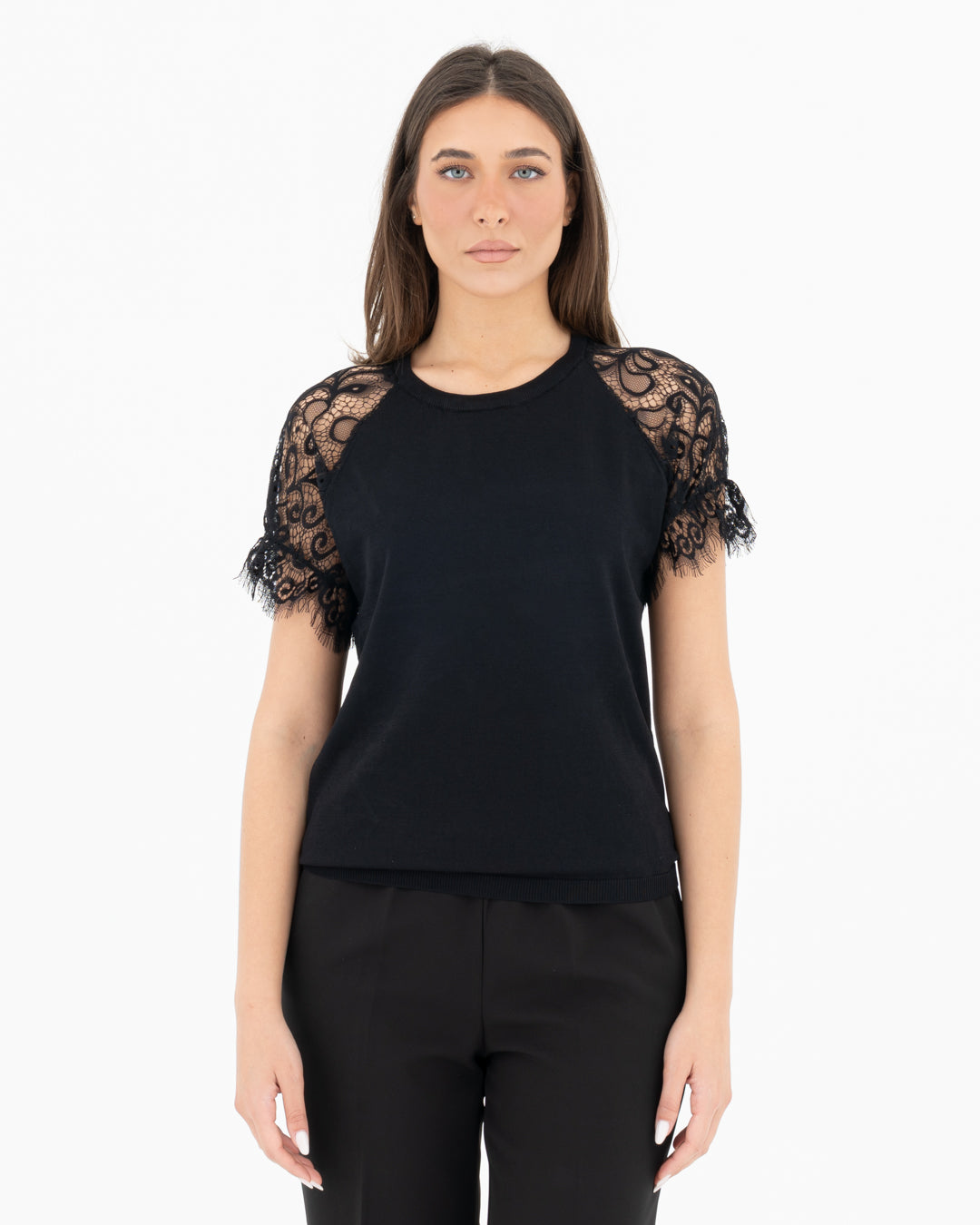 Maglia con maniche in pizzo