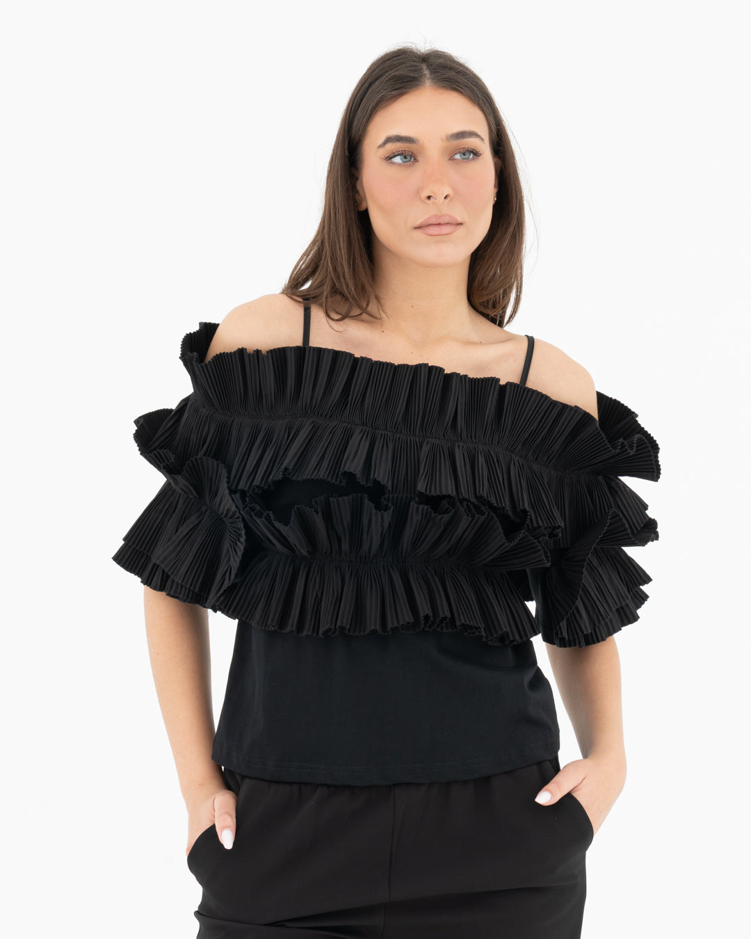 Top with ruffles