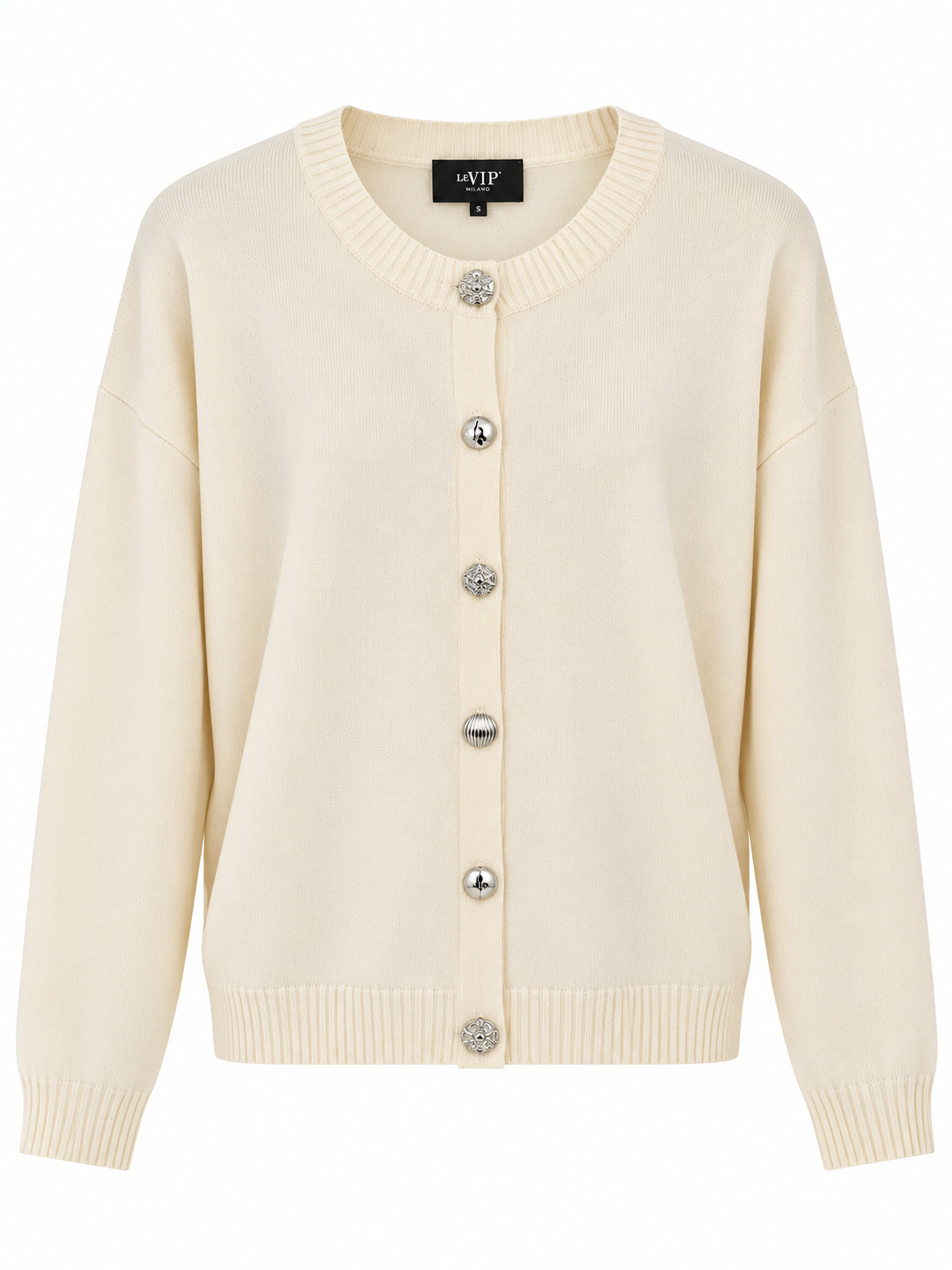Cardigan bottoni argento