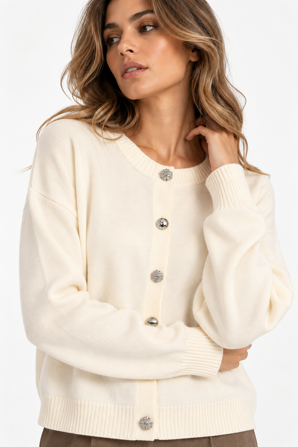 Cardigan bottoni argento