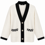 Cardigan bicolor tasche strass