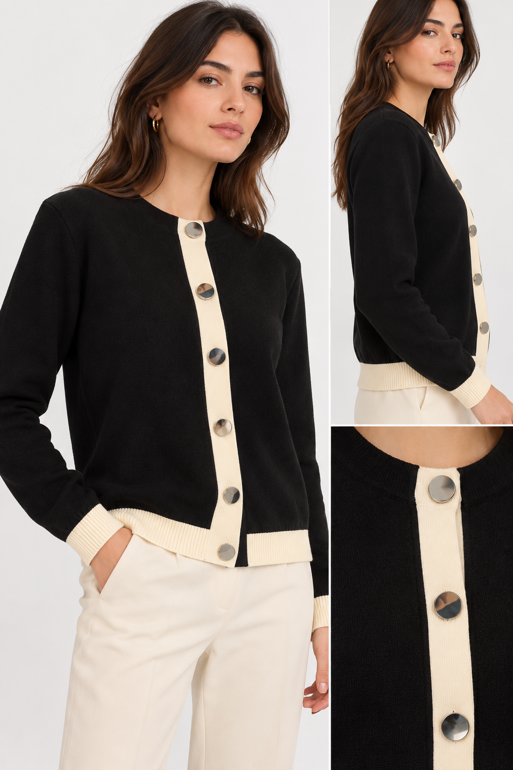 Cardigan bottoni placchetta